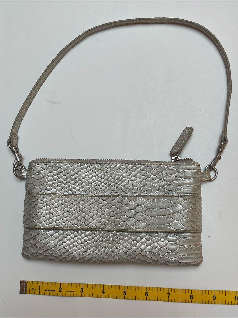 Devi Kroell for Target silver snakeskin print purse w/ removable shoulder strap